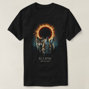 Camiseta Tres Lobos y Eclipse Solar, Lobo Animal del Bosque