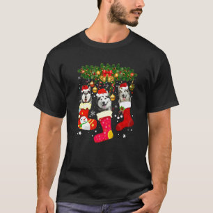 Camiseta Tres Malamutes de Alaska con calcetines de Navidad