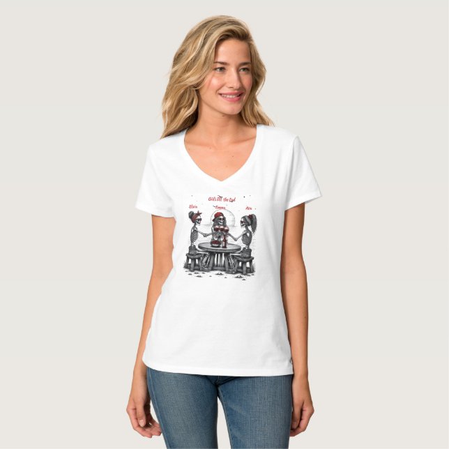 Camiseta Tres Mejores Amigos Esqueletos (Anverso completo)