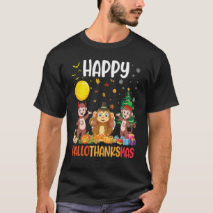 Camiseta Tres monos bailando juntos Happy Hallot