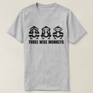 Camiseta Tres monos sabios ven para oír para no hablar