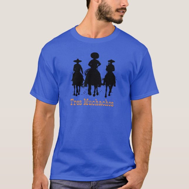 Camiseta Tres Muchachos 3 Vaqueros Mexicanos Montando Cabal (Anverso)