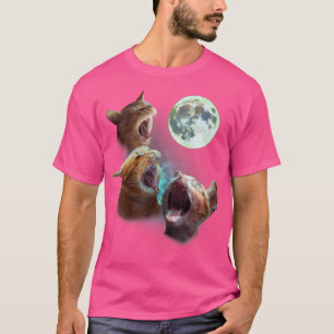 Camiseta Tres Naranjas Tabby Gatos Aúllan En La Luna 3 Wolf
