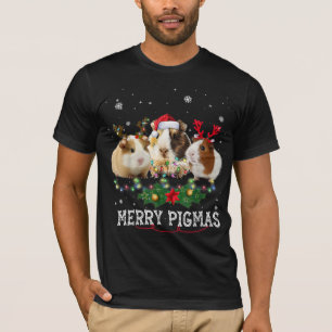 Camiseta Tres Navidades de cerdo de Guinea iluminan Santa H