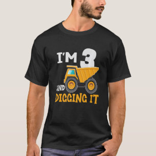 Camiseta Tres niños de tercer cumpleaños Digger Boy Constru