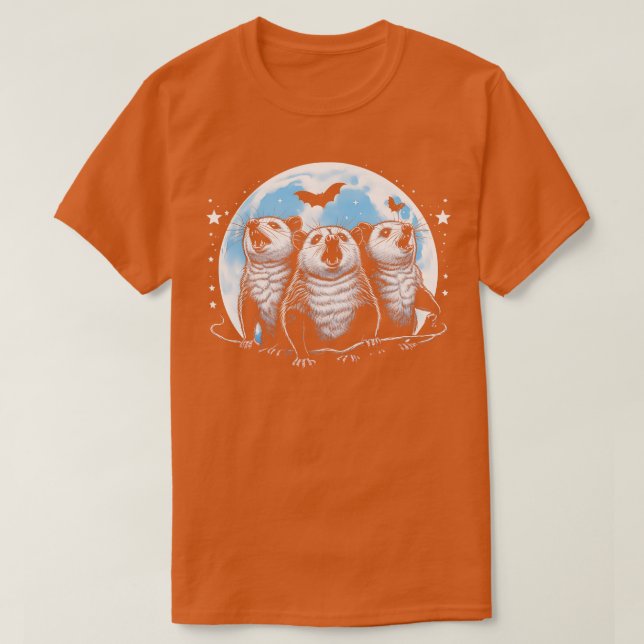 Camiseta Tres opossums llorando en la luna el gracioso Masc (Diseño del anverso)