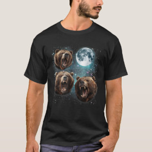 Camiseta Tres Osos Grizzly Aclamando En La Luna Hombres Reg