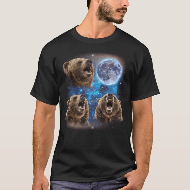 Camiseta Tres Osos Grizzly Alanándose En El Meme De La Luna (Anverso)