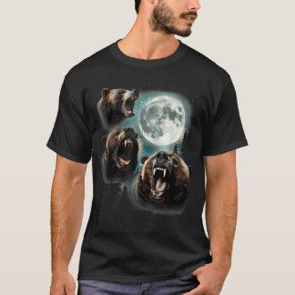 Camiseta Tres Osos Grizzly Aúllan En La Montaña Estrellada