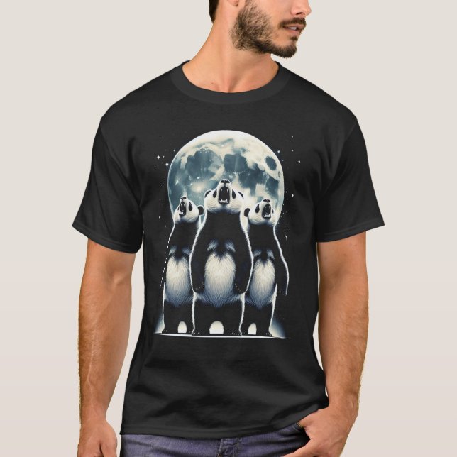 Camiseta Tres Pandas llorando en la luna como tres lobos (Anverso)