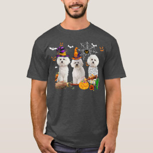 Camiseta Tres papas fritas de Bichon Perro Bruja Halloween