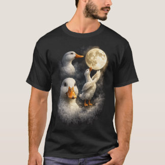 Camiseta Tres patos blancos bajo la luna llena Arte de vida