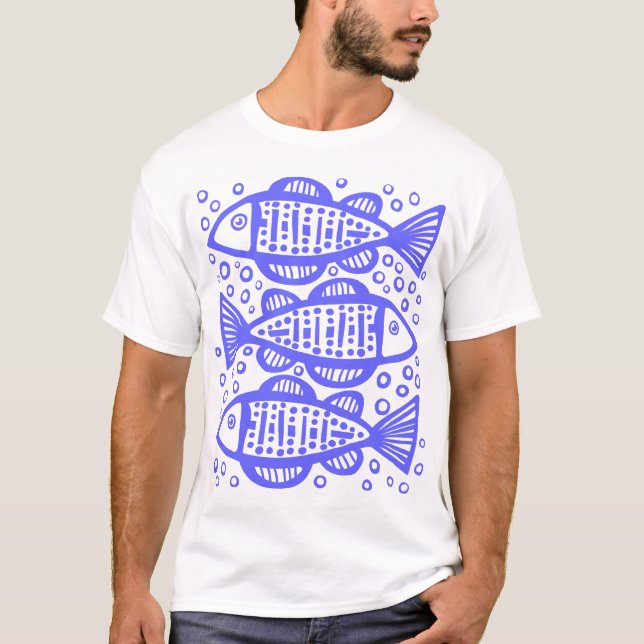 Camiseta Tres peces - Azul eléctrico (Anverso)