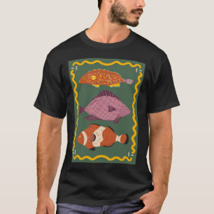 Camiseta Tres peces lindos - fondo verde