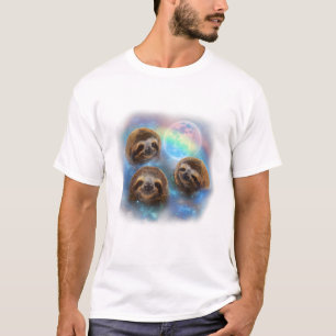 Camiseta Tres Perezoso y Arcoíris