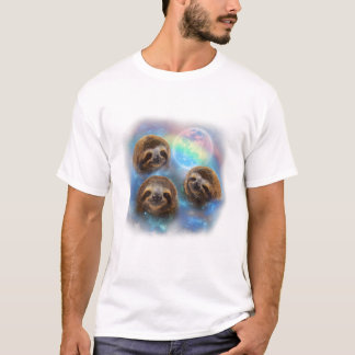 Camiseta Tres Perezoso y Arcoíris