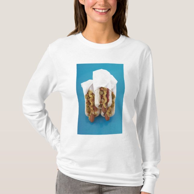Camiseta Tres perritos calientes en bollos (Anverso)