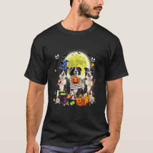 Camiseta Tres perros Border Collie Bruja Momia Espantosa Ha