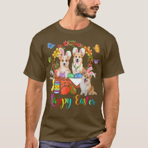 Camiseta Tres Perros Bunny Corgi En La Cesta De Huevos De P