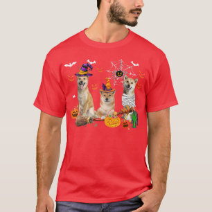 Camiseta Tres perros chiba inu bruja Halloween mamá miedo P