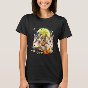 Camiseta Tres perros Corgi galeses Bruja Momia espantosa Ha