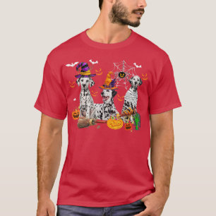 Camiseta Tres perros dálmatas bruja Halloween mamá miedo P