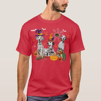 Camiseta Tres perros dálmatas bruja Halloween mamá miedo P