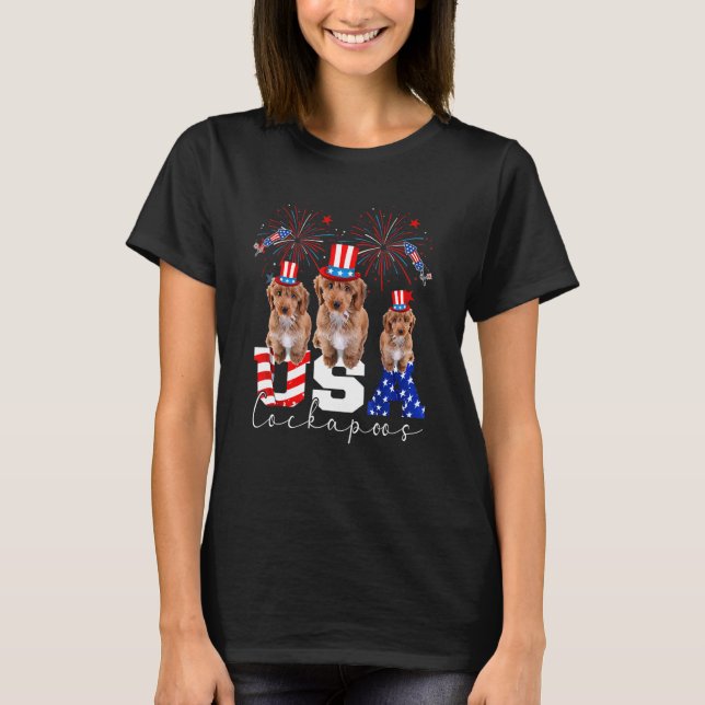 Camiseta Tres Perros De Cockapoos Estadounidenses Con Bande (Anverso)