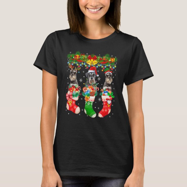 Camiseta Tres Perros De Elf Schnauzer Reindeer En Christm (Anverso)