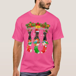 Camiseta Tres Perros De Rina Santa Elf Dobermann En Christm