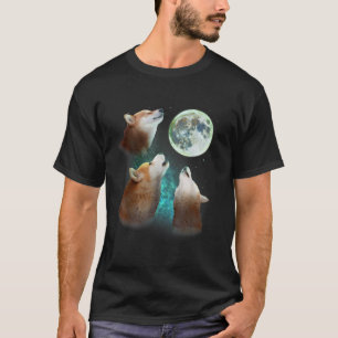 Camiseta Tres Perros De Shiba Inu En La Luna 3 Lobos Lobos 