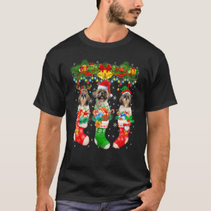 Camiseta Tres Perros Del Elf Shih Tzu De Los Renos Santa En