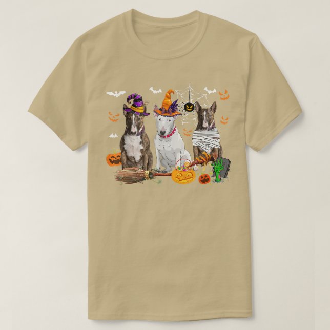 Camiseta Tres Perros Del Terrible Toro Perro Bruja Hallowee (Diseño del anverso)