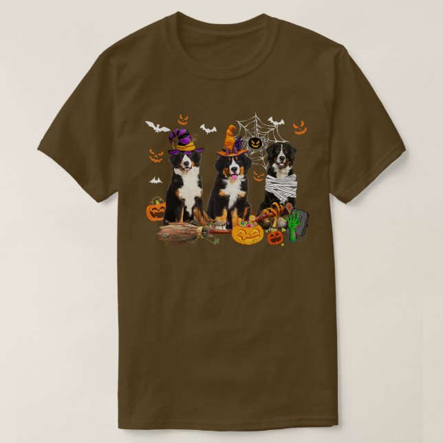 Camiseta Tres perros montañeses de Berna Bomba de bruja (Diseño del anverso)