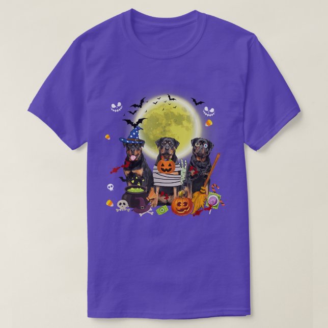 Camiseta Tres perros Rottweiler Perros Bruja Scary Mummy Ha (Diseño del anverso)