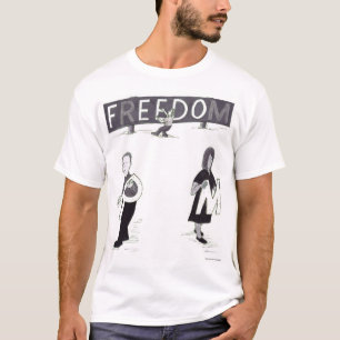 Camiseta Tres personas tomando letras individuales de un le