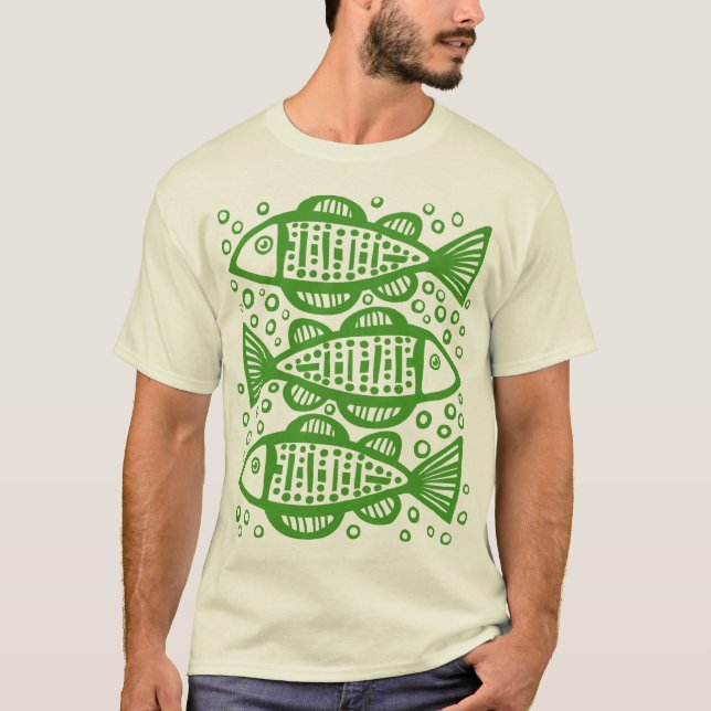 Camiseta Tres pescados - Aguacate Verde (Anverso)