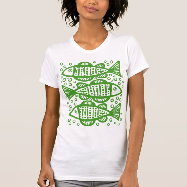 Camiseta Tres pescados - Aguacate Verde (Anverso)