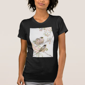 Camiseta Tres petirrojos del bebé en un cerezo