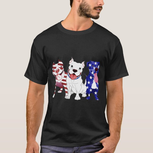 Camiseta Tres Pitbull, Día de la Independencia de Estados U (Anverso)