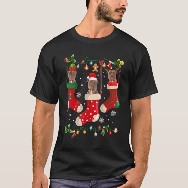 Camiseta Tres Pitbull En Navidades De Luces Santa X Mas Per (Anverso)