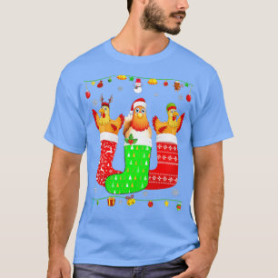 Camiseta Tres Pollos En Navidades Calcetines Que Coinciden 