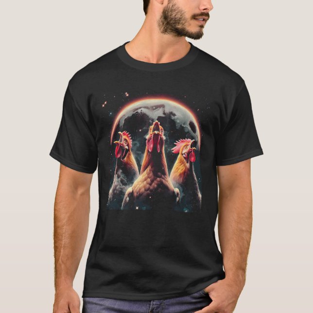 Camiseta Tres pollos llorando en la luna como tres lobos (Anverso)