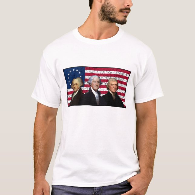 Camiseta Tres presidentes y la bandera americana (Anverso)