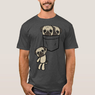 Camiseta Tres Pugs En Bolsillo Mascota Animal Perro Perro P