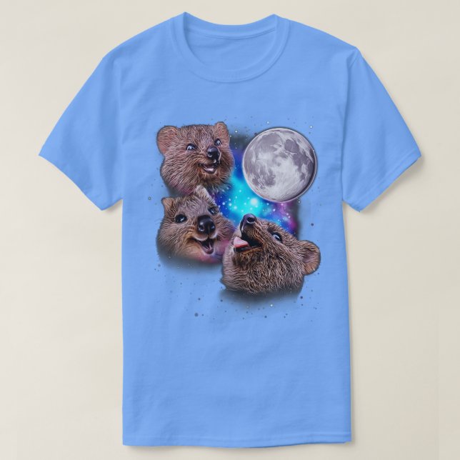 Camiseta Tres quokkas Howl en la Luna (Diseño del anverso)