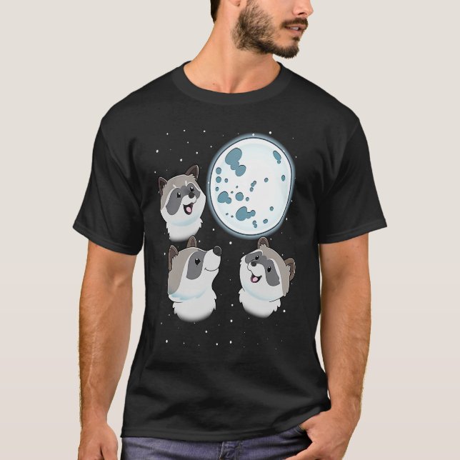 Camiseta Tres Raccoon Moon 3 Racconones Amortiguando En La  (Anverso)