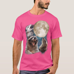 Camiseta Tres Raccoon Opossum Rat Howl En La Luna 3 Wolfs D