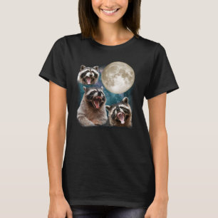 Camiseta Tres Raccoons Howl En La Luna 3 Lobos Parodia Racc