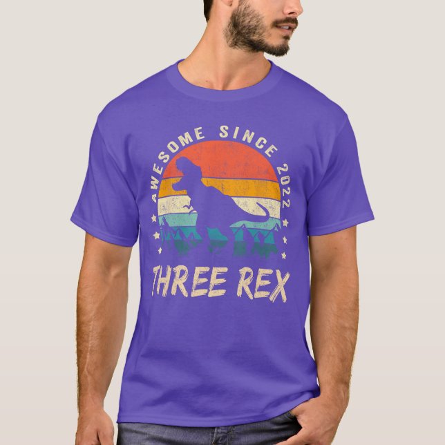 Camiseta Tres Re 3er Cumpleaños hird Dinosaurio 3 Años niña (Anverso)